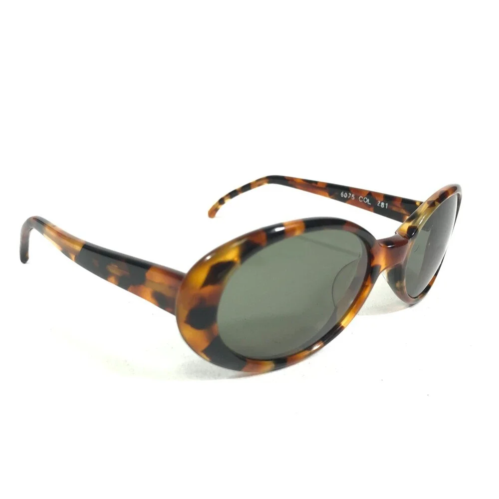 Mikli Sunglasses 6075 COL 281 Small Tortoise Round Frames with Green Lenses